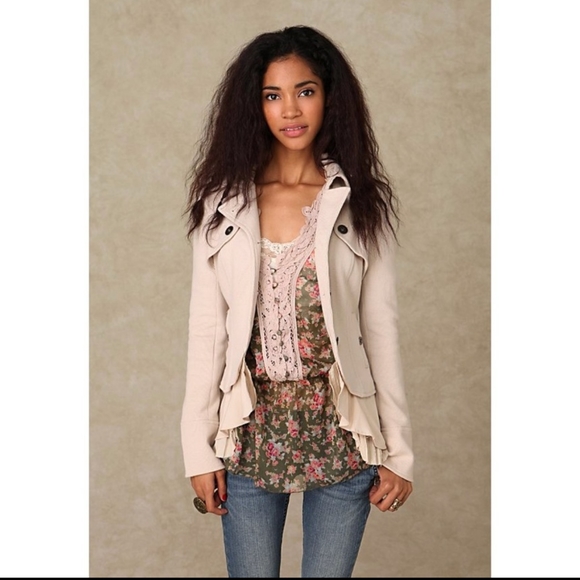 Free People Jackets & Blazers - Free People Layered Ruffle Military Jacket Sz 8